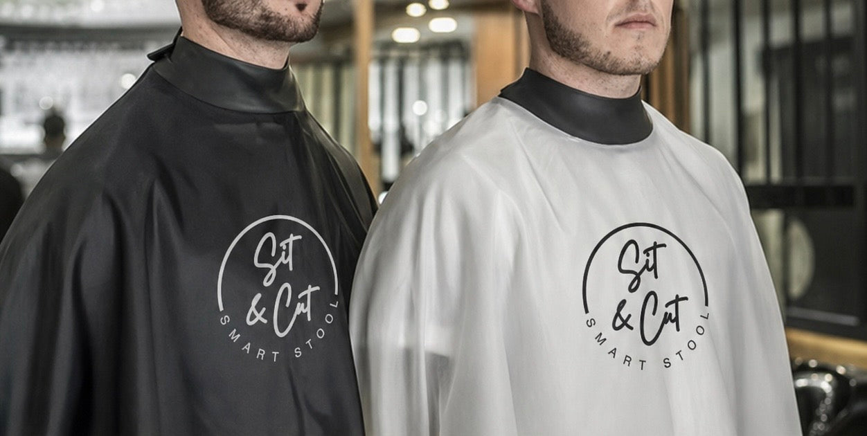 Fekete és fehér fodrász lepel nyakrész